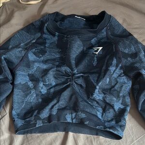 Gymshark Blue Camouflage Crop Top